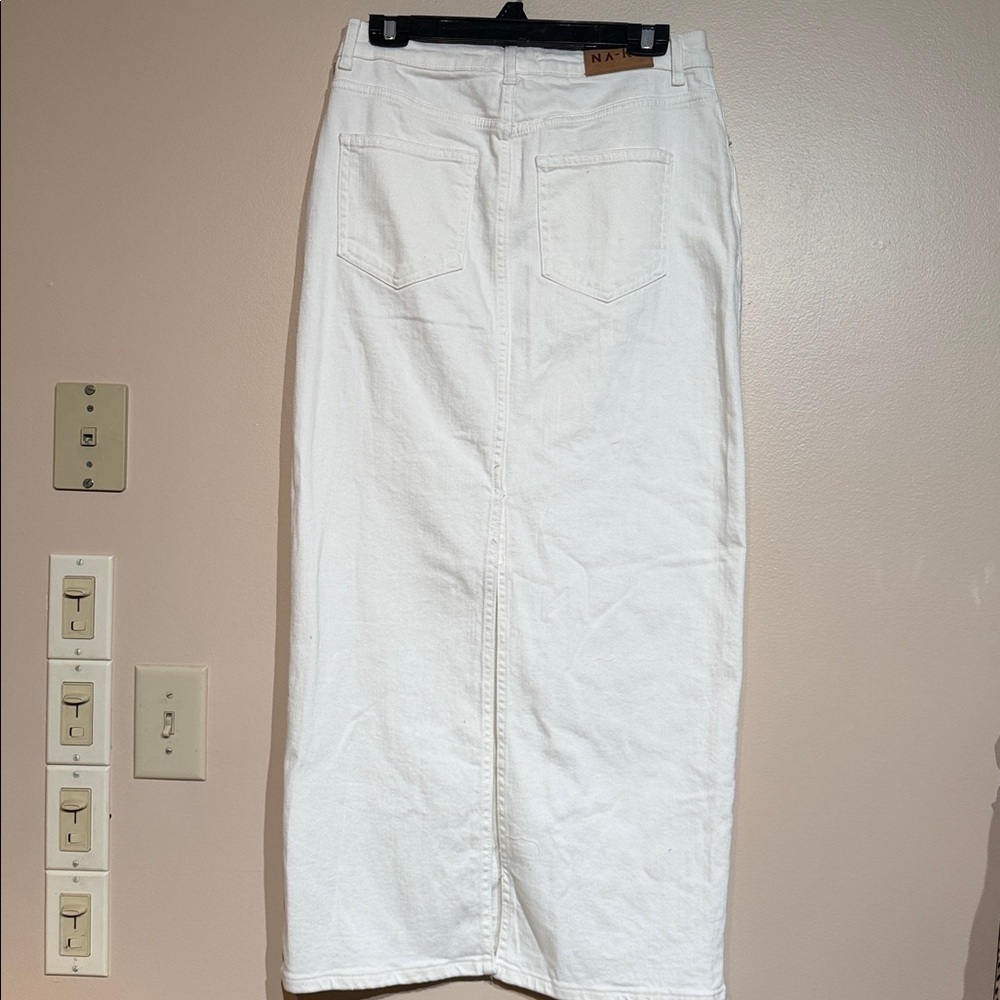 NA-KD white Denim Maxi Skirt organic cotton - Picture 5 of 7